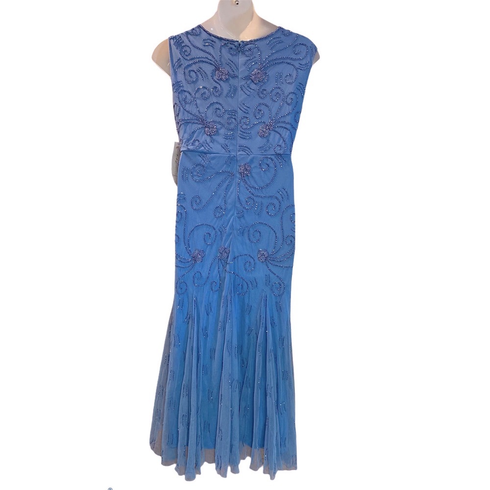 Darcia Blue Gown Hand Beaded Mesh Formal Maxi Dress from Midnight Velvet - Picture 6 of 9